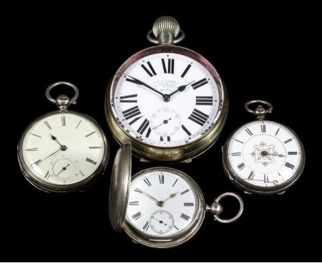 A late 19th/early 20th Century nickel cased "Goliath" keyless pocket watch retailed by J.C. Vickery of London No. 9281, the w