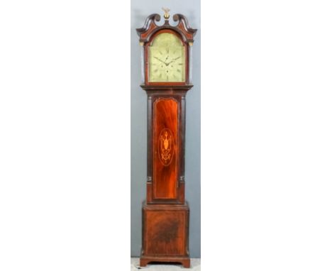 An early 19th Century mahogany longcase clock by John Thomson of Edinburgh, the 12ins arched brass dial with Roman and Arabic