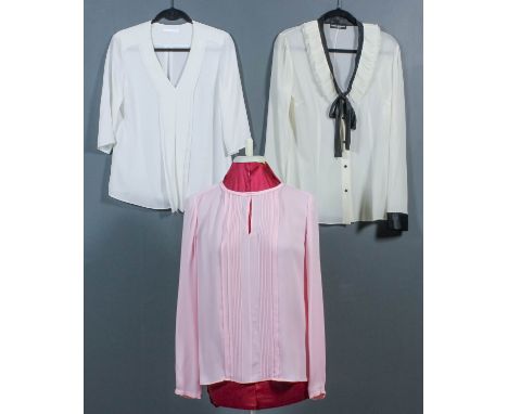 A Diane Von Furstenberg pink silk "Meadow" blouse, 40ins bust, size 10,  Dolce &amp; Gabbana silk ruffle blouse, 34ins bust, 