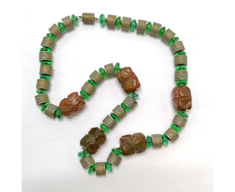 Unusual vintage bead necklace with barrel clasp - 48cm 