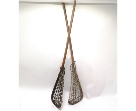 2 x vintage Hattersley Viktoria lacrosse sticks - 110cm long 