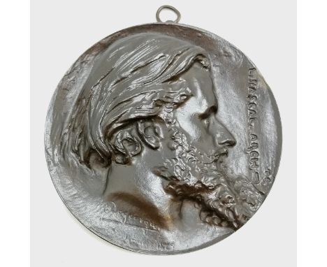 F Barbedienne bronze wall portrait plaque of architect Jean-Louis Pascal (1837-1920) by Charles Jean Marie Degeorge (1837-88)