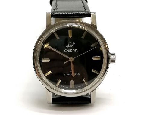 Enicar Ocean pearl manual wind stainless steel wristwatch - 34mm case &amp; running BUT WE CANNOT GUARANTEE THE TIMEKEEPING O