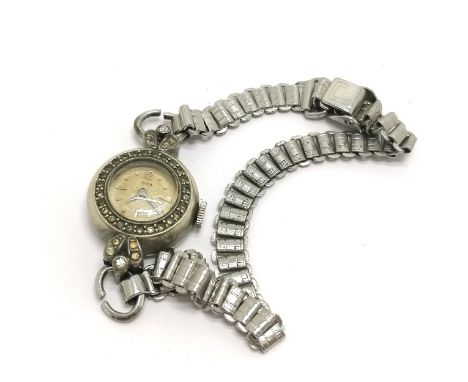 Rolex Tudor ladies vintage manual wind wristwatch with stone set bezel on a bon clip bracelet - runs BUT WE CANNOT GUARANTEE 