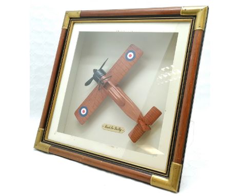Box framed wooden model of a monoplane 'Reach for the sky' - frame 50cm square 