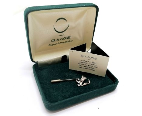 Ola M Gorie silver Scottish lion stick / tie pin - 4cm in original box with card - SOLD ON BEHALF OF THE NEW BREAST CANCER UN