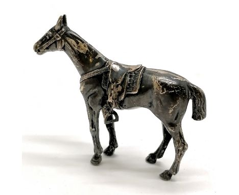 German 925 sterling silver hollow model of a horse with stirrups - 6.5cm high &amp; 48g