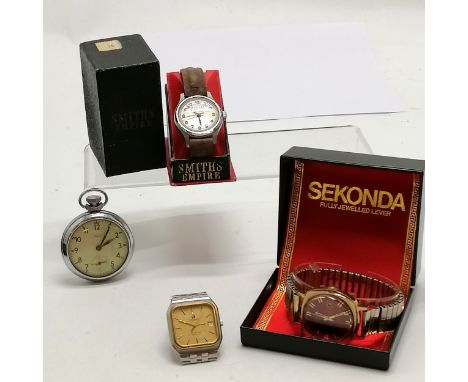 Smiths empire manual wind wristwatch (32mm case &amp; running) in original retail box t/w boxed Sekonda, Smiths pocket watch 