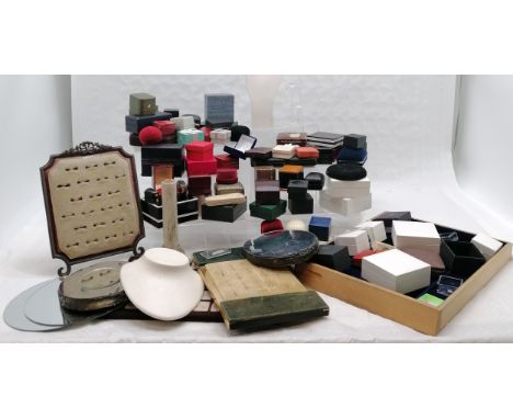 Qty of vintage and some antique jewellery boxes, Pandora boxes, display stands etc - tray 38cm x 30cm 