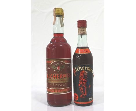 TWO VINTAGE BOTTLES OF ALCHERMES
A pair of bottles of Liquore Alchermes Liqueur.  An unusual herbal liqueur from Italy whose 