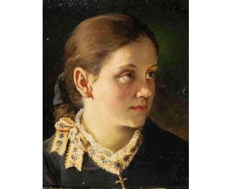 Gabriel Cornelius von Max, Mädchenportrait 1840 - 1915, Tschechien, Öl / MK., sign. o. r. G. Max, in sehr guter Erhaltung, H 
