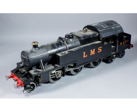 A scratch built 3.5ins gauge live steam engine, painted in green "L.M.S Livery" (5490), 36.5ins long Note: This steam engine 
