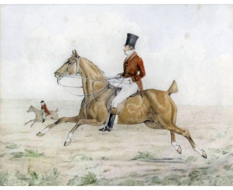 Circle of Henry Alken (1785-1851) - Two pencil and watercolour wash drawings - Hunting scenes - "Doing the Thing Easy" - Two 