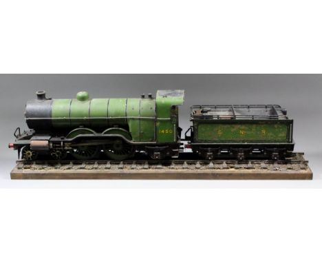 A 2.5ins gauge live steam locomotive and tender, No. 1450, in GNR green livery, built by John Hainsworth of Thackley, Near Br
