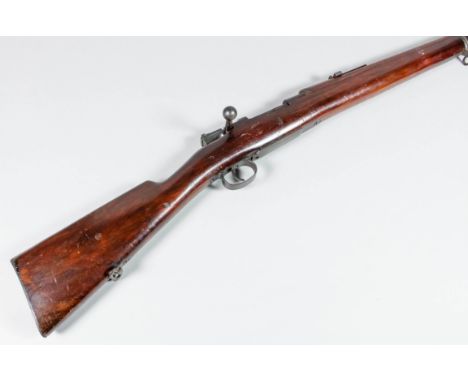 A .410 1896 bolt action Mauser shotgun (smooth bore rifle), Serial No. 8425, 30ins wood cased blued steel barrel with elevati