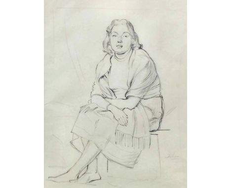 Manner of Augustus John (1878-1961) - Pencil drawing - Full-length portrait of O'Connell - Gypsy, 10.5ins x 8ins, bears signa