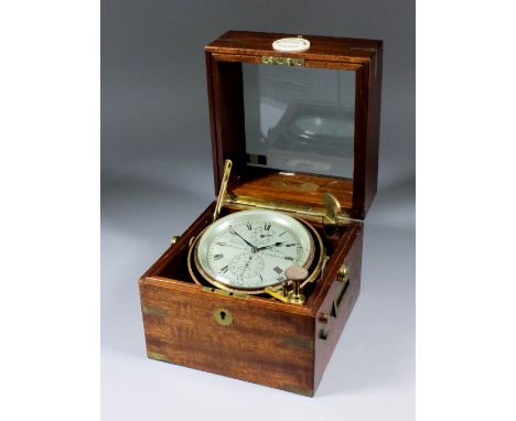A 20th Century mahogany cased two day marine chronometer by Kelvin, White & Hutton, 11 Billiter Street, London, No. 6069, the