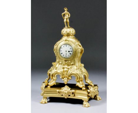 An 18th/19th Century ormolu watch holder containing an 18th Century watch movement by Thomas Wright, Poultry, London, No. 100