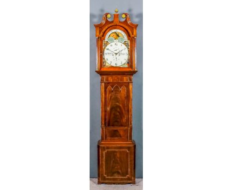 A late 18th Century mahogany longcase clock by Chambley of W-Hampton, the 14ins arched painted dial with Arabic numerals and 