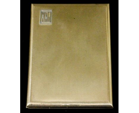 A George V Aspreys 9ct gold lady's rectangular cigarette case with engine turned decoration bearing initial monogrammed 'W.M.