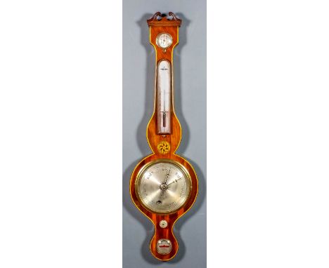 A 19th Century mahogany cased wheel barometer and thermometer by J. Fesenmeyer, with 8ins diameter silvered dial and alcohol 