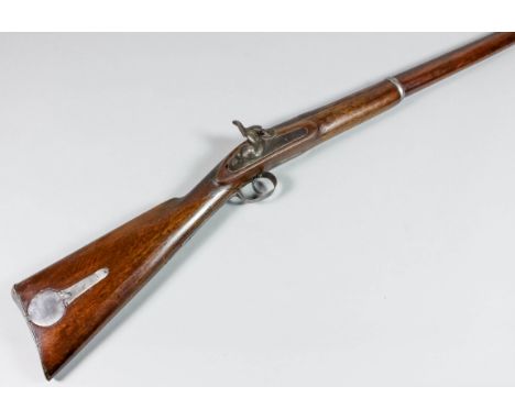 A 19th Century three band Indian Enfield musket, 43ins plain steel barrel bearing Indian Armoury marks, full military stock f