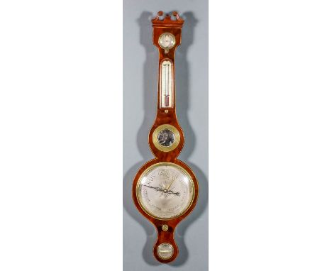 A 19th Century mahogany cased wheel barometer and thermometer by A. Tagliabue, 31 Brooke Street, Holborn, with 8ins diameter 