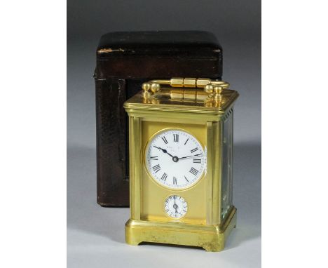 A late 19th Century French miniature carriage timepiece with alarum by Henry Capt of Geneva, No.48 the 1.25ins diameter white