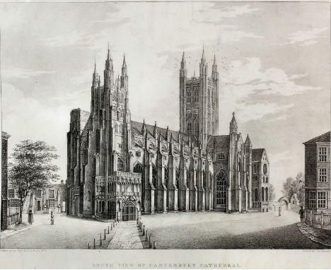 Louis Laurant Raze (1805-1873) - Lithograph - "South View of Canterbury Cathedral", 11ins x 14.75ins, printed by C.J. Hullman