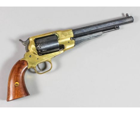 A reproduction black powder .44 calibre muzzle loading revolver by Pietta, Serial No. 253011, brass action, with blued steel 