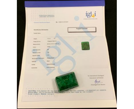 Loose Gemstones - a large mixed octagonal step cut emerald, 452.29ct, IGLI &amp; I certificate 