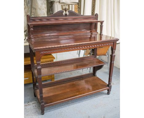 BUFFET, late Victorian mahogany of four tiers, 138cm H x 122cm x 56cm. (with faults)