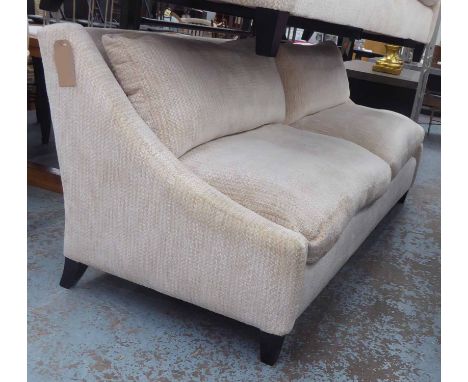 SOFA, with woven cream upholstery, 222cm L x 86cm H.