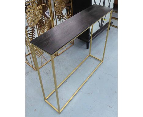 CONSOLE TABLE, 1960's French style, ebonised top, 81cm x 21cm x 71cm.