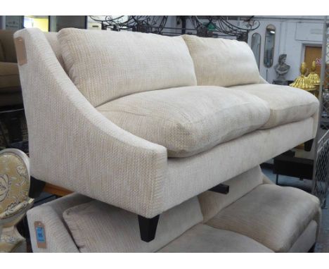 SOFA, with woven cream upholstery, (similar to the previous lot), 222cm L x 86cm H. 