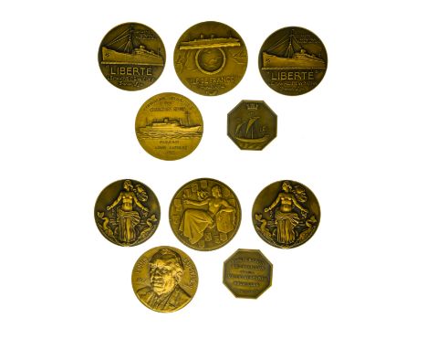 Marine,FRANCE,includes bronze medals (5), Inauguration of the Paris Pavilion, Brussels, 5 June 1935, 22.16g, 36mm; Claude Fra
