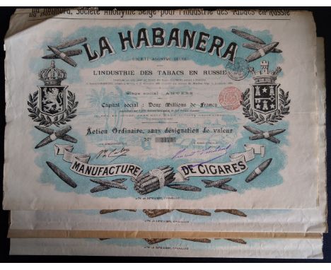 Large lot of antique stocks BELGIUM, ANTWERP Including companies headquartered in Antwerp, among others: La Habanera (AO 3x, 