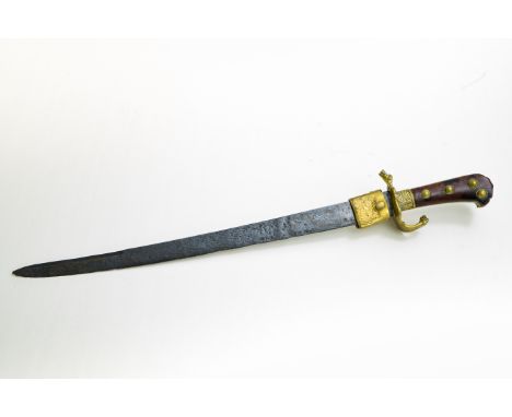Hunting knife and partisan spearheadRococo German hunting knife, 18th century. Blade is heavily pitted, carved bronze. Partis