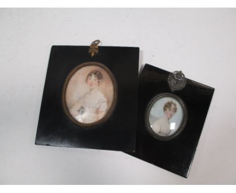 A miniature portrait study on ivory and another smaller (2)  