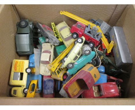 Collection of play worn die cast model cars and vehicles including army  