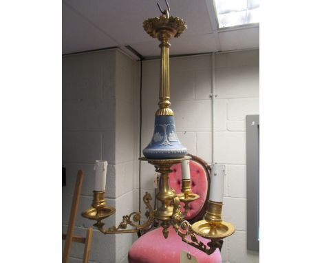 A Wedgwood blue jasperware gilt metal chandelier  