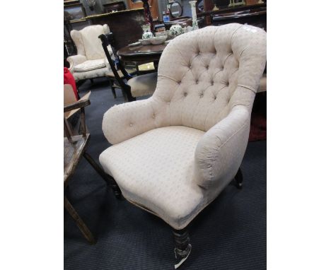 A Victorian button back nursing chair and another chair  