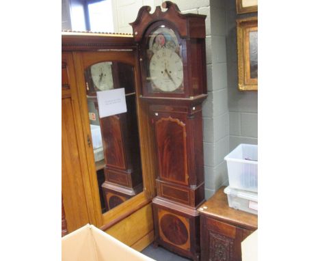 W. Bucknell, Burflen, a mahogany longcase clock, the swan neck pediment above a painted 13" dial with moon phase and painted 