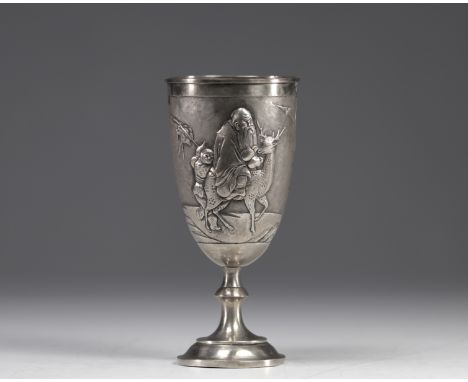 Chinese silver bowl decorated with figures and deer circa 1900 - Weight: 220 g - Shipping available - Region: Chine - Sizes: 