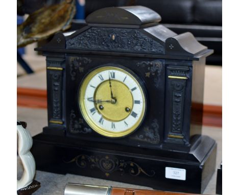 VICTORIAN SLATE STRIKING MANTLE CLOCK     