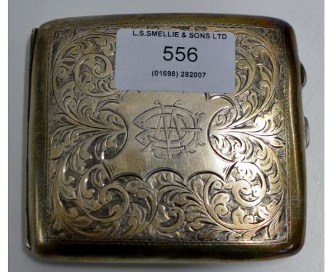 BIRMINGHAM SILVER ENGINE TOOLED CIGARETTE CASE - APPROXIMATE WEIGHT = 101.7 GRAMS     