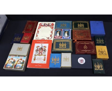 Playing Cards: a collection of mixed 20th century commemorative playing card boxes, most leather cased, some dating to 1900, 