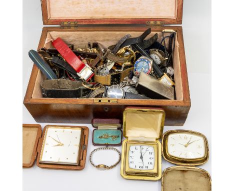 A collection of ladies and gents vintage and later wristwatches including a ladies 9ct gold cased wristwatch on later plated 