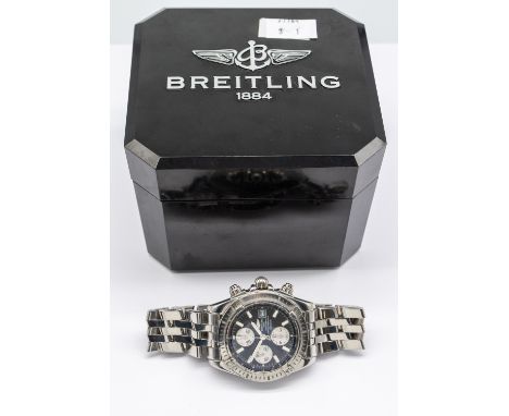 Breitling: a Gentleman's steel cased Chronographe Automatic wristwatch, comprising a signed round black dial with lume baton 