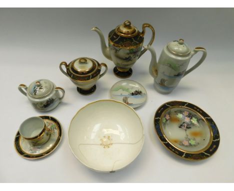 A collection of mid 20th Century Japanese china part tea and desserts sets along with 19th Century porcelain part tea service